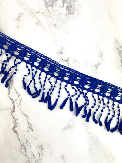 Blue Cotton Lace Fringe Trim 4 yards NLT00495